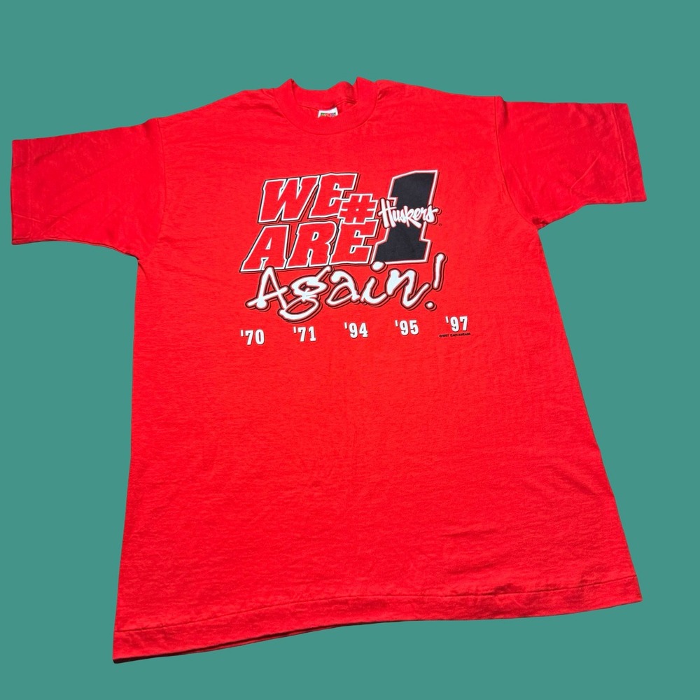 1997 Nebraska Cornhuskers T Shirt XL National Champions Football Vintage Graphic
